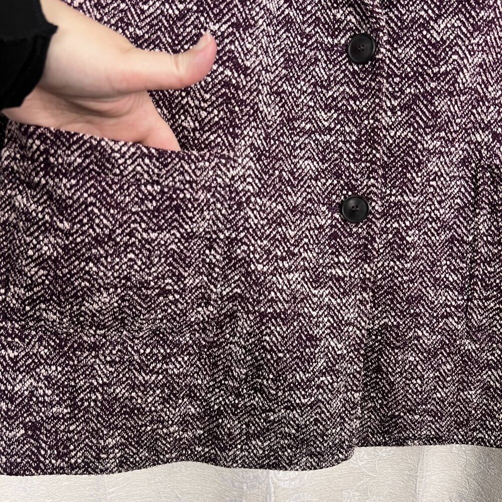 Talbots 18WP Woman Petite Melange Herringbone Blazer long-line jacket purple - Picture 5 of 11